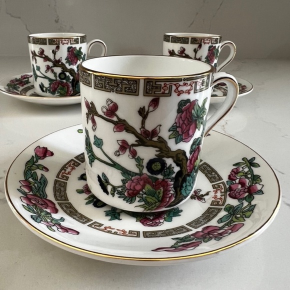Set of 3 Grafton 'Indian Tree' Demitasse Cups & Saucers - Picture 1 of 4